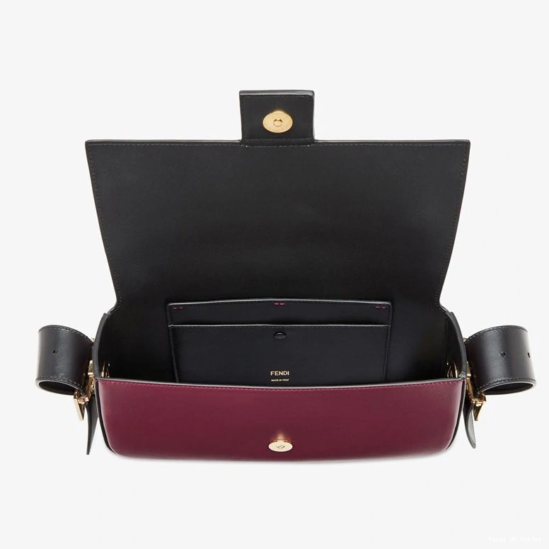 Vintage HOT Nappa Burgundy Baguette Leather Bag Medium Fendi Twist In 0731